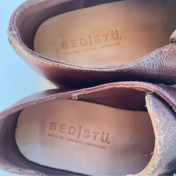 Bed Stu Rose Cap Toe Oxford Distressed Brown Leather Laceless 8.5 - Picture 5 of 10
